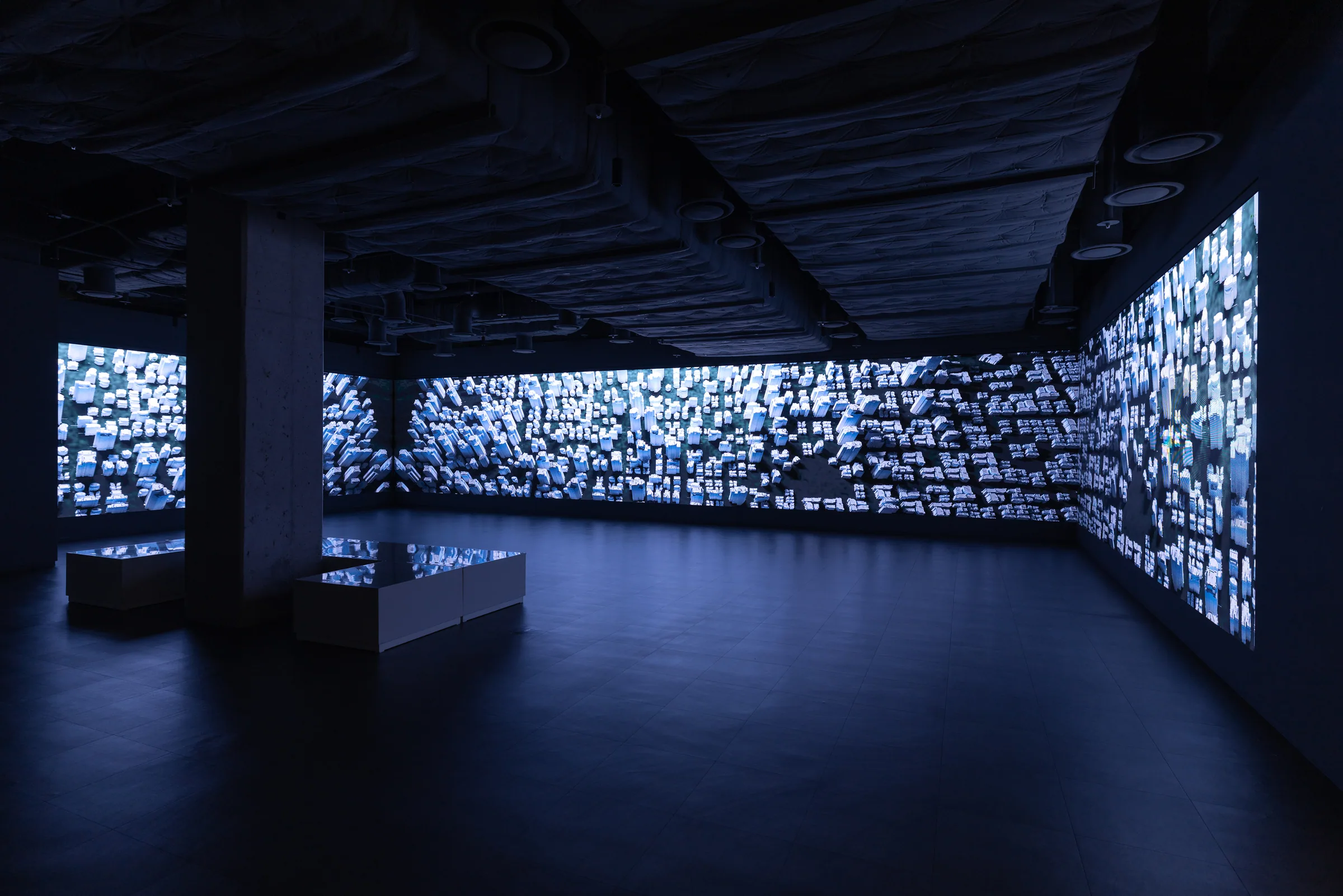 Yiyun Kang, Technosphere (2026) — humanity's artificial sixth sphere visualised as a geological stratum across a multi-channel image.
