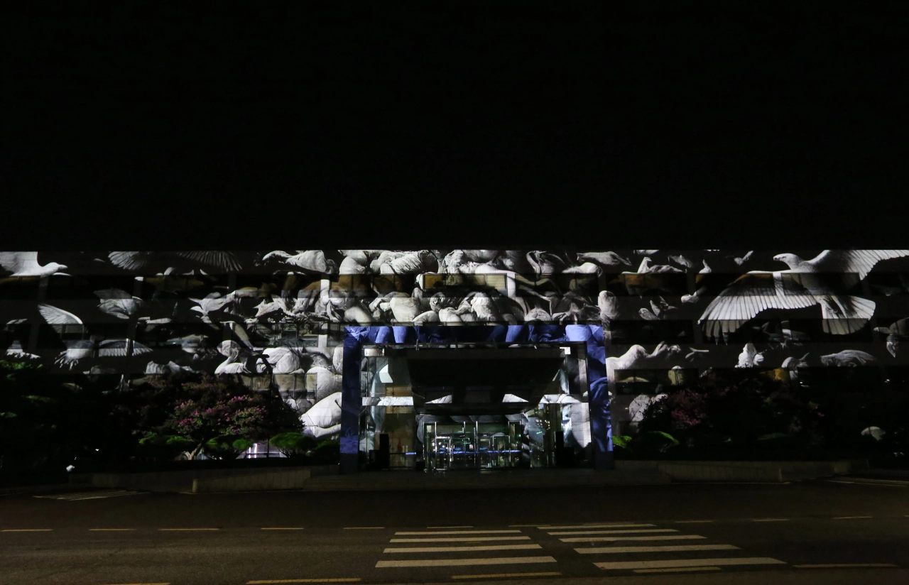 Technosphere: UNITE D’HABITATION (2024) by Euan Kang, Intae Hwang — Site-specific Projection mapping 4 '30" projection, Two Channel Audio; image 6 of 6